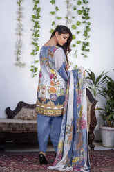 Azure - Salwa - Digital Printed & Embroidered Karandi